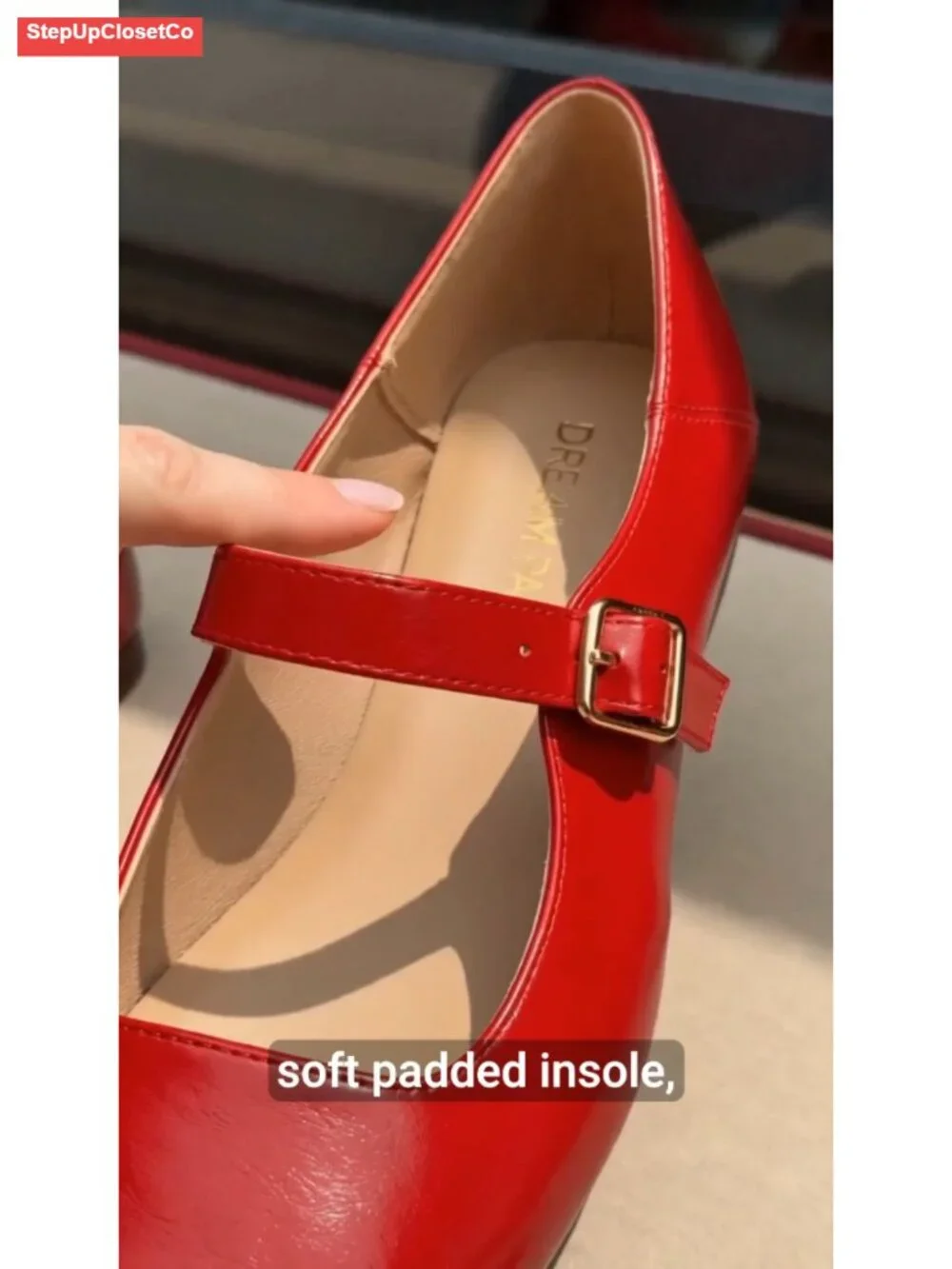 Women's Square Toe Mary Jane Flats - Adjustable Strap Cushioned